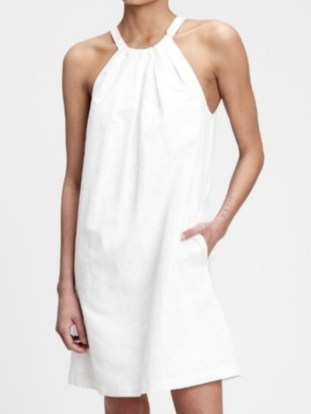GAP White Linen Cotton Sundress Size 10 , Approx. Large Halter Tie Back